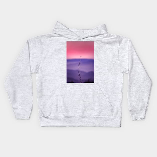 Flower silhouette at sunset Kids Hoodie by blossomcophoto